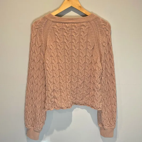 J. Crew Tan Relaxed Fit Cable Knit Sweater - size Small - Image 5