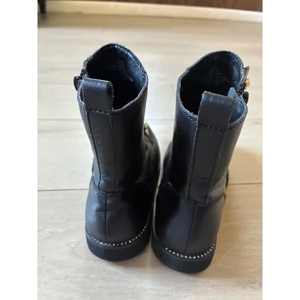 Kurt Geiger London‎ Mini Bax Black Leather Chain Combat Boots Gold Crystal 36 5M - Image 2