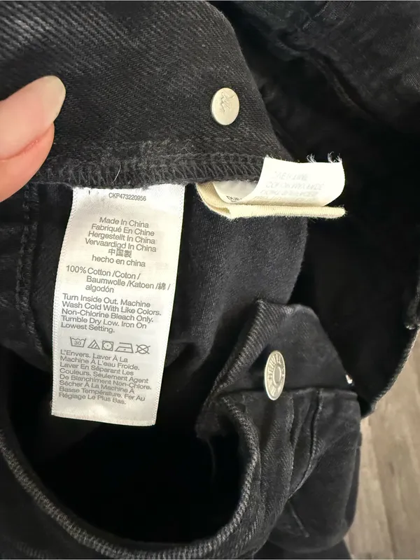 Madewell Straight Leg Denim Overalls Lunar Wash Black Rigid Cotton S - Image 9