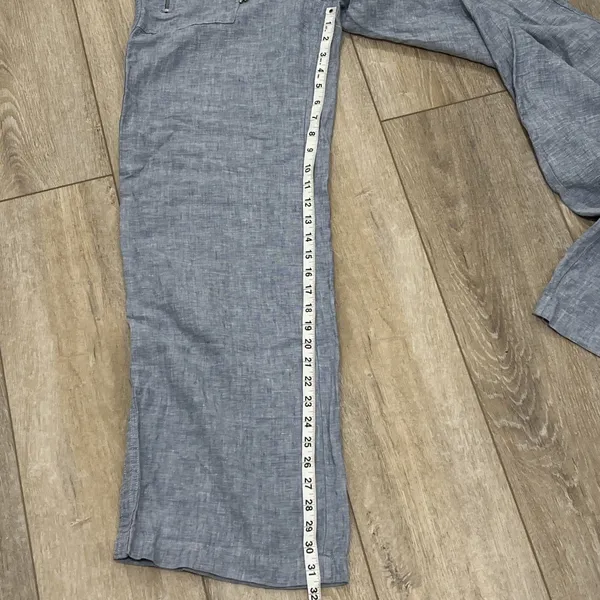 ATHLETA Cabo 100% Linen Wide Leg Pant Women Size 4 Tall Zip Pockets Drawstring - Image 8