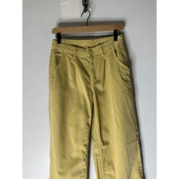 Free People Women's Pleated Khaki Wide Leg Pants‎ Size 0 - Image 2