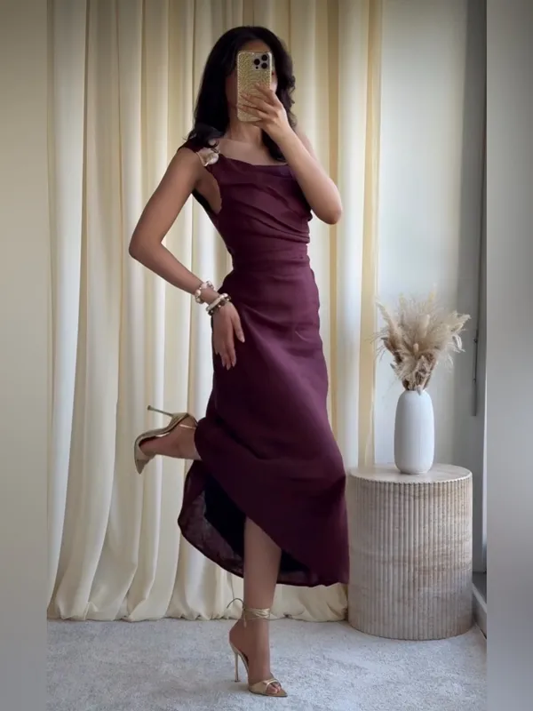 Nwt Zara Asymmetric 100% Linen Midi Dress Size Xs - Image 4