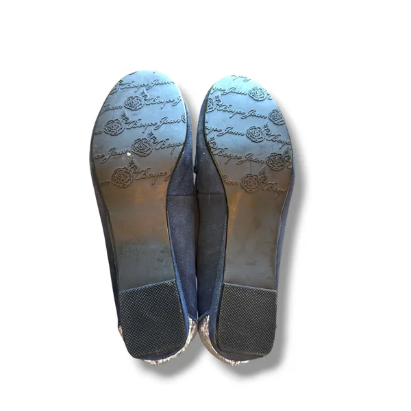 Joan Boyce Loafers Womens 8.5 Navy Suede Silver Glitter Penny Flats 191670 - Image 9
