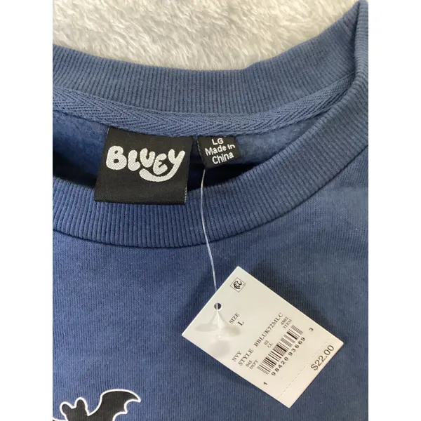 Bluey‎ Halloween Booey Skeleton Navy Blue Sweatshirt Large BBLUK72MLC NWT…… - Image 3