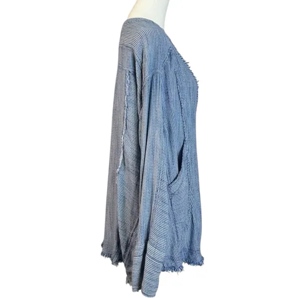 Free People Bohemian By The Shore Tunic Shirt Indigo Stripe Medium Coastal - Image 9