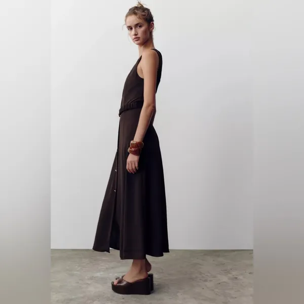 Nwt Zara Belted Midi Dress Size S - Image 4