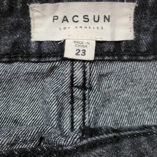 PacSun Black Denim Mini Skirt Punk Emo Goth Rocker Biker Y2K 90s Festival Sz‎ 23 - Image 3