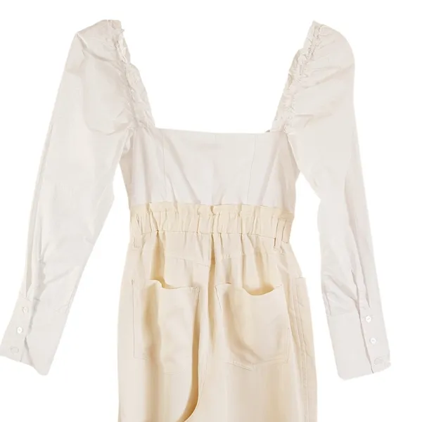 WeWoreWhat Shirt Jumpsuit Ivory NEW Size XS Long Sleeve Paperbag Waist Pant‎ - Image 8