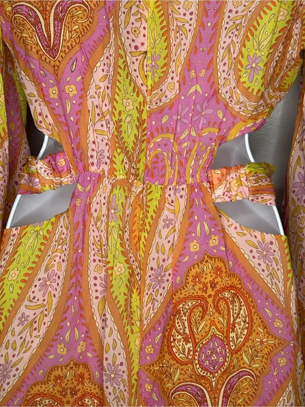 Zara Paisley Cutout Boho Mini Dress‎ With Balloon Sleeves Size M NWT - Image 10