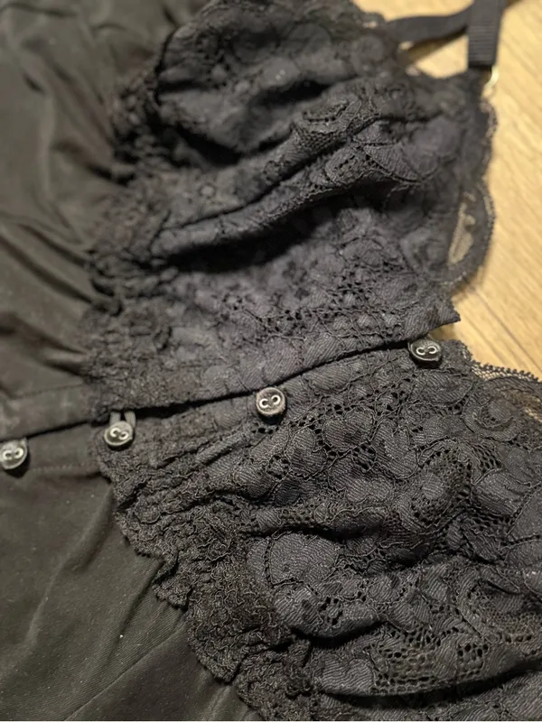Free People X Hot As Hell Lace Black Button Up Cami: Size Medium - Image 5