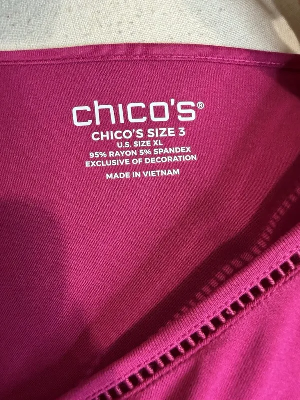 Chico's Sleeveless V-Neck Tank Top Size 3 XL Hot Pink Minimalist Capsule Rayon - Image 10