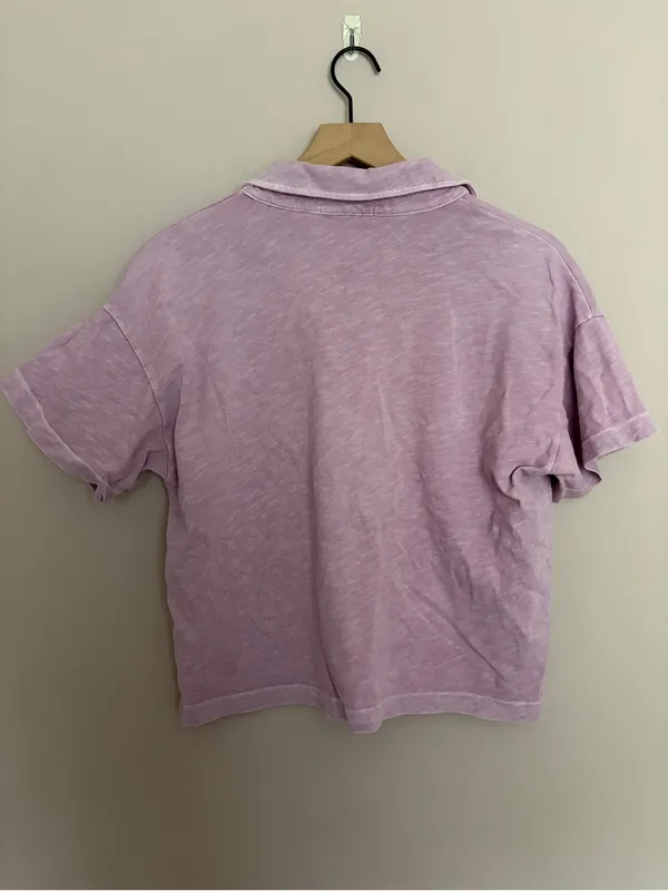 Marine Layer Vintage Slub Polo Tee Lavender Mist Medium - Image 3