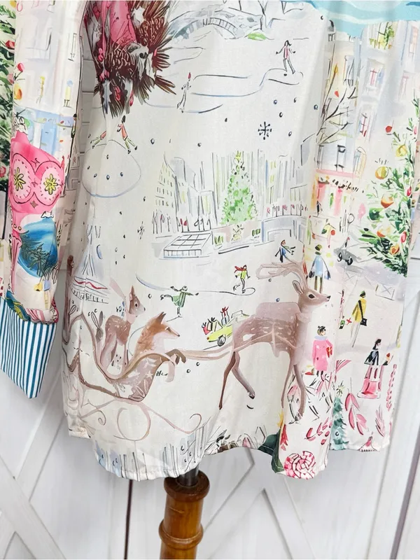 Cherry Betty Christmas Print Ruffle Collar Blouse Cream Pastel Small Cottagecore - Image 5