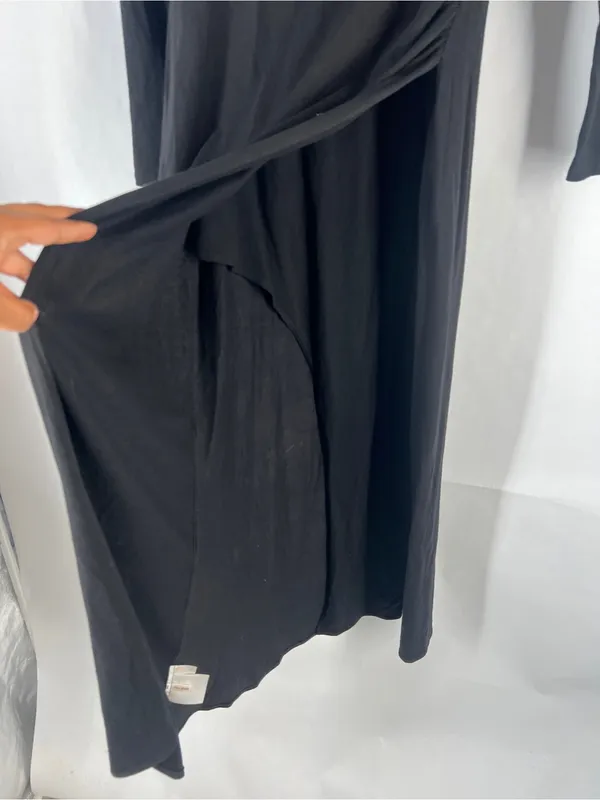 Reformation Dottie Black Long Sleeve Ruched Midi Dress Size S - Image 7