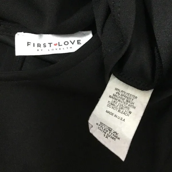 First Love Black Classic‎ Minimalist Asymmetrical Tied Waist Party Mini Dress 1X - Image 4