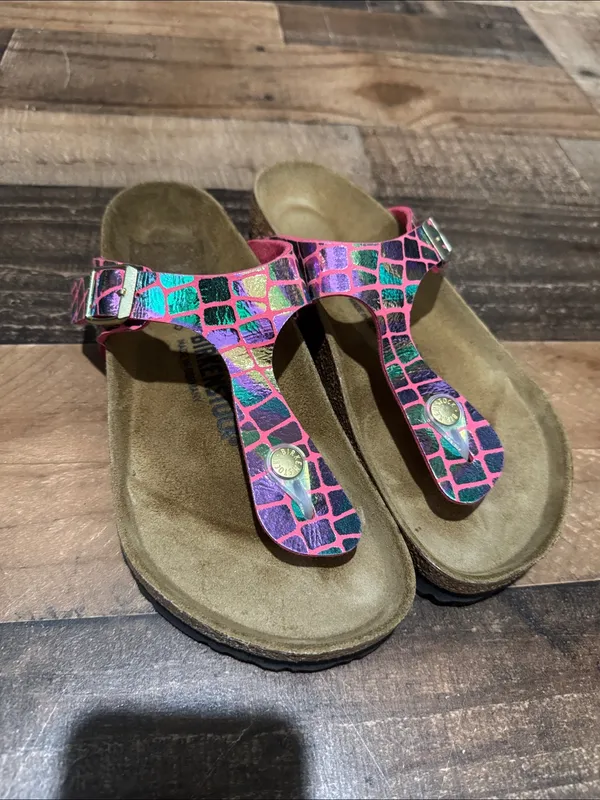 Birkenstock Gizeh Gator Gleam Raspberry Sandals US 7 7.5 new no tag - Image 2