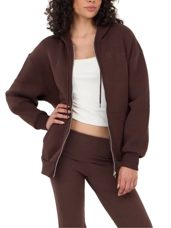 Forever 21 Sequin Star Brown Hooded Jacket and Pants Set - Image 5