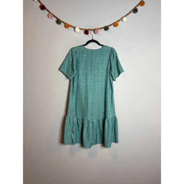 A New Day teal textured drop waist dress - Image 2