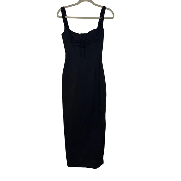 LIONESS Hot Nights Maxi Dress in Onyx XSmall New Womens Long Cotton Gown - Image 4