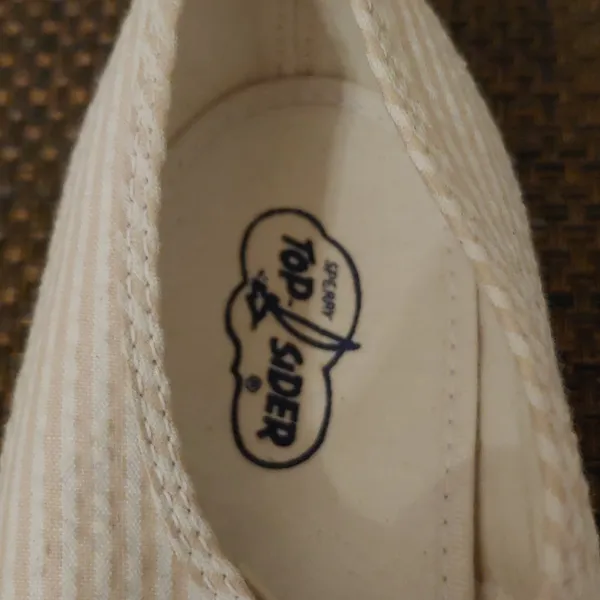 Sperry Top-Sider size 9 1/2 pale pink & white stripe NWOT - Image 2