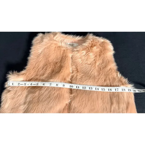Zara Trafaluc Womens M Blush Pink Beige Faux Fur Vest Longline Gilet Boho Winter - Image 7