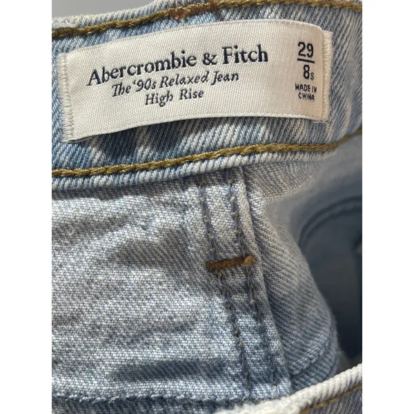 Abercrombie & Fitch 90's Relaxed Blue Straight High Waist Denim Jeans Pants 29 - Image 4
