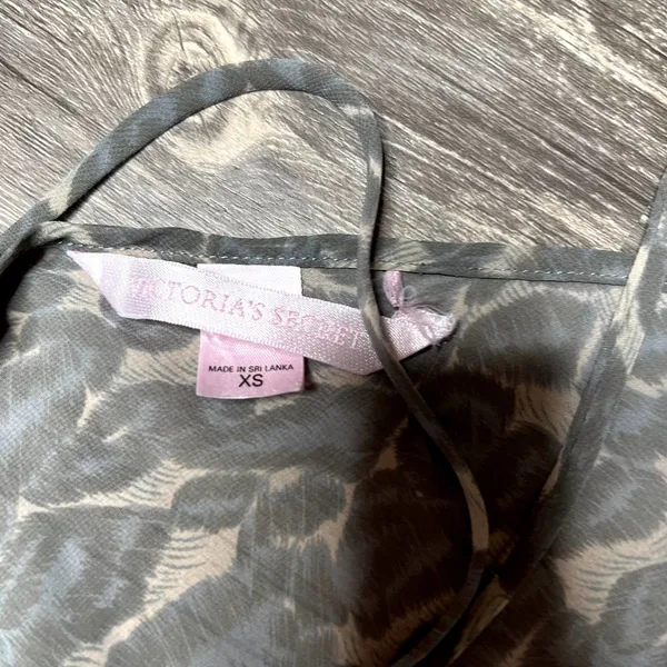 Victoria's Secret Tan & Blue Leopard Print Slip Nighty Lace XS - Image 2