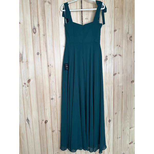 NWT Lulus Love Me Forever Emerald Green Square Neck Maxi Dress Holiday Banquet L - Image 6