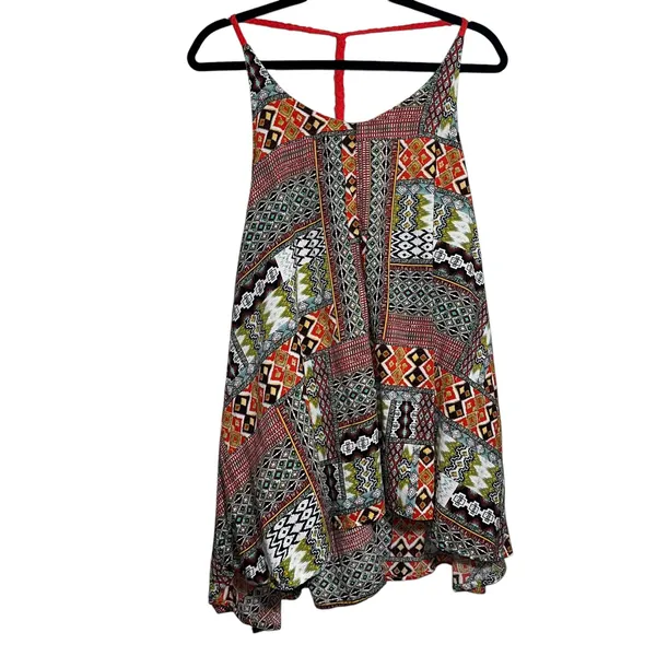 Umgee Boho Patchwork Tank Tunic‎ Womens L Tribal Swing Sleeveless - Image 2