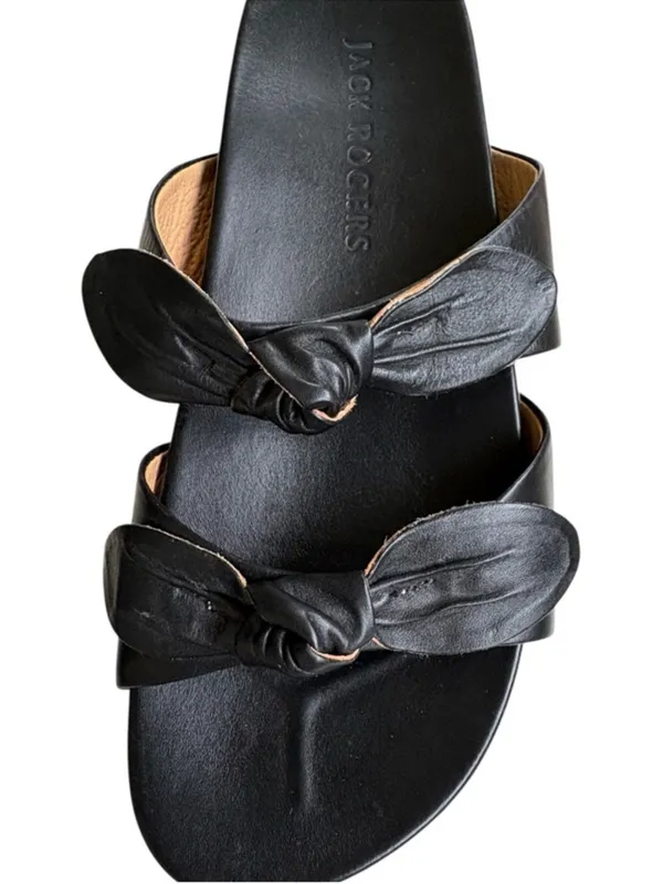 EUC Jack Rogers Leather Monica Double Knot Slide Sandals Black Size 9 - Image 2