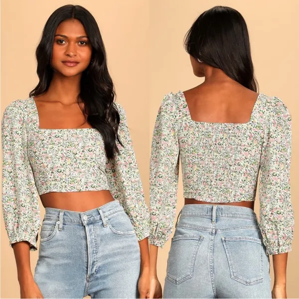 Lulus Even Sweeter Floral Print‎ Crop Top Xsmall - Image 2