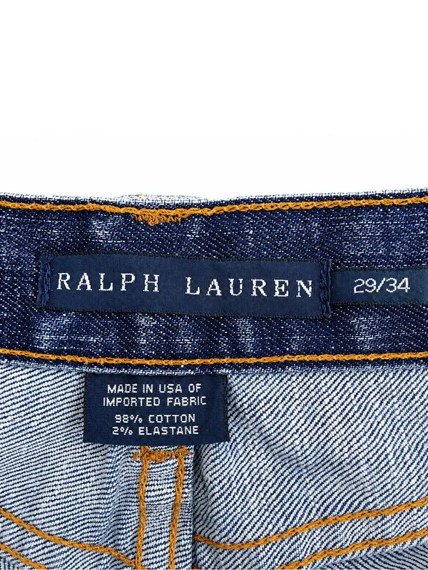 Ralph Lauren Blue Denim Jeans with Brown Leather Patch - Image 5