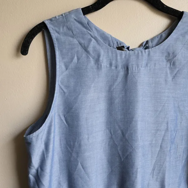 Ann Taylor Chambray Bow Tie Back Peplum Sleeveless Top Blouse Size Small - Image 6