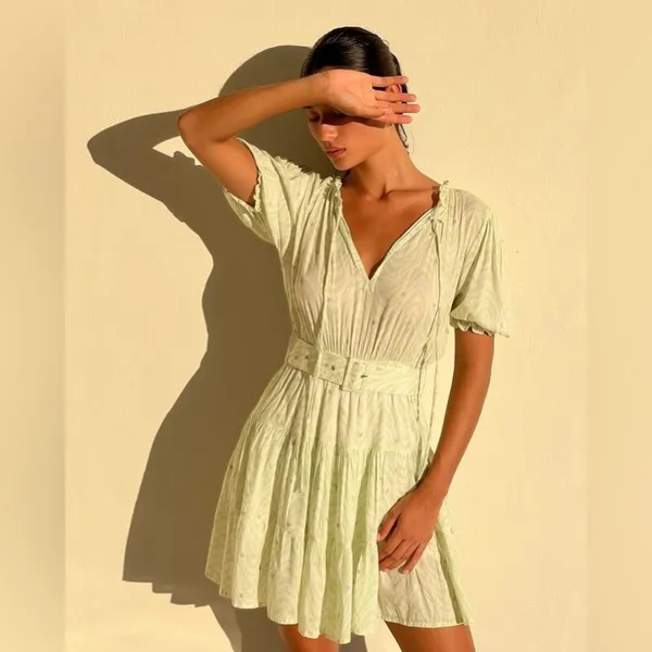 Lusana Ayla Mini Dress In Seawave Size Small NWT - Image 2
