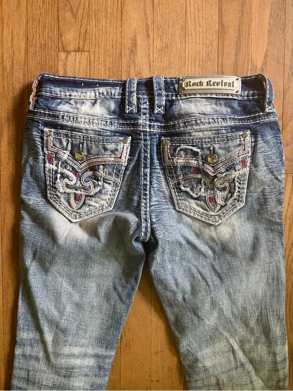Rock Revival Embellished Back Pocket Skinny Jeans - Light Wash - Image 4
