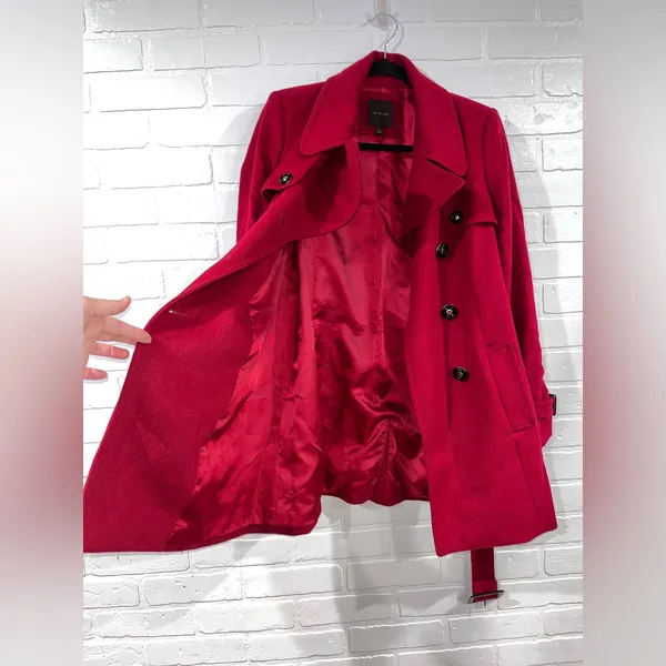 The Limited Red Wool Belted Pea Coat - Image 2