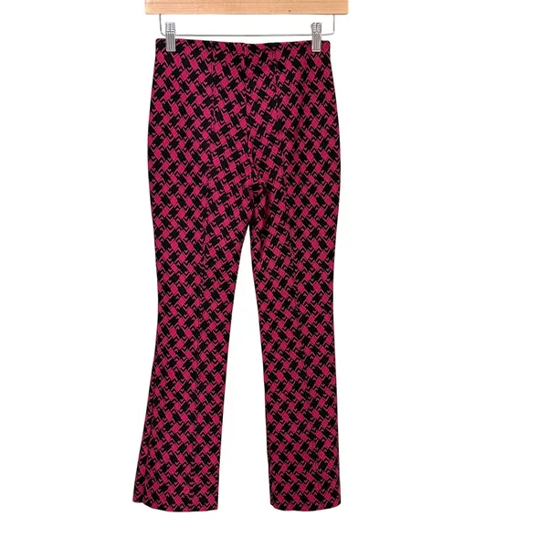 Maeve Anthropologie The Margot red Black Geometric Kick Flare Pants XXS - Image 4