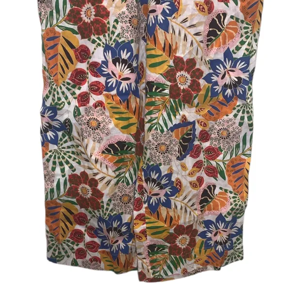 C&C California Linen Pants L Wide Leg Floral Print Pull On Colorful Relaxed - Image 3
