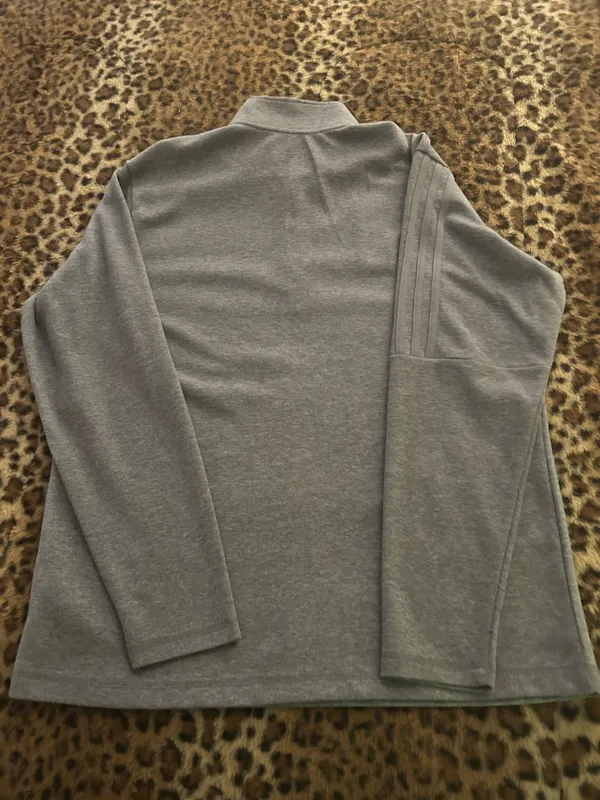 adidas Men's L adidas Golf 1/4 Zip Mock Neck Pullover Gray Long Sleeve - Image 3
