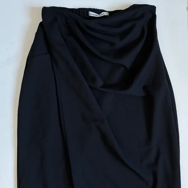 Abercrombie & Fitch‎ Black Draped Wrap Midi Skirt XS Elastic Waist Lined Stretch - Image 7