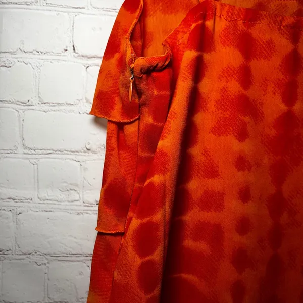 Vintage Y2K 00's Orange Tie Dye Tiered Spaghetti Strap Mini Dress Women Size‎ SM - Image 4