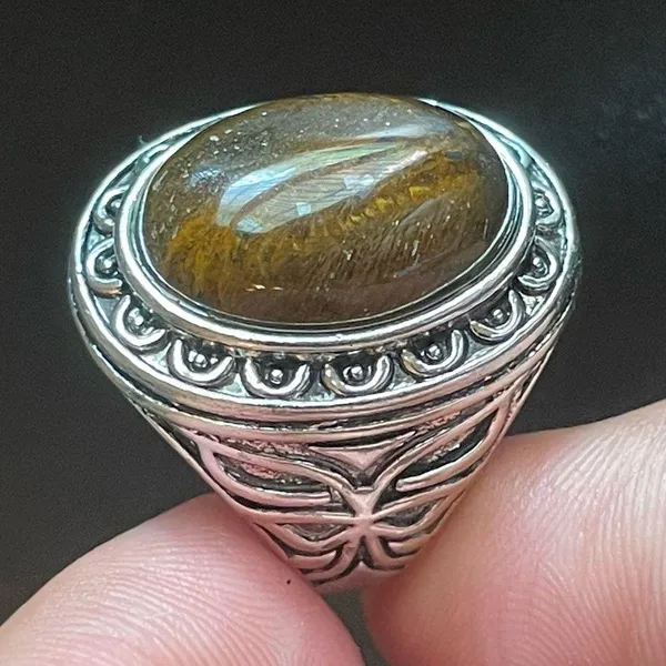 Tigers eye stone silver ring size 8.75 - Image 6