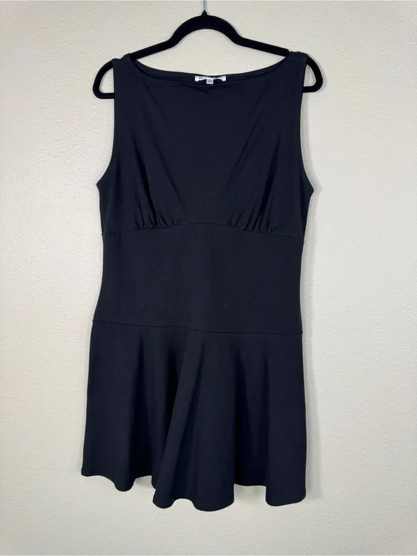Reformation Black Mini Dress Womens XL Mayve Jersey Knit LBD Classic Boatneck - Image 7