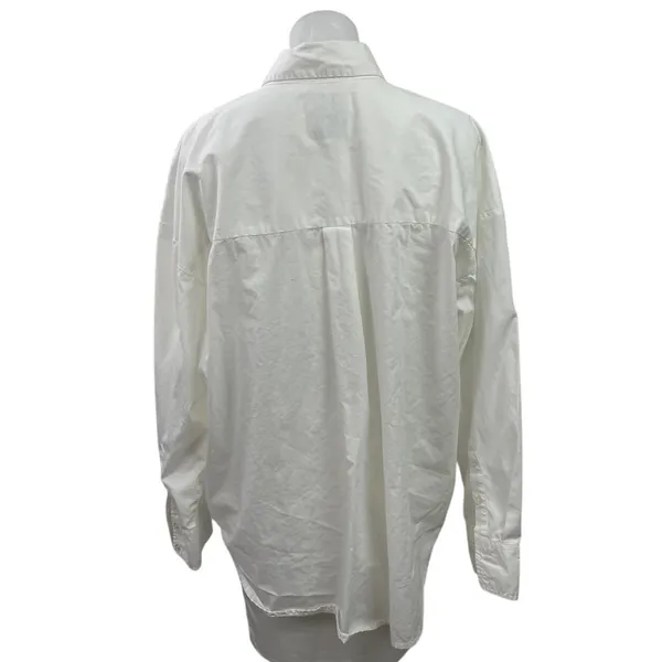 Abercrombie & Fitch Women's White Oversized Long Sleeve Button Down Shirt Size L - Image 3