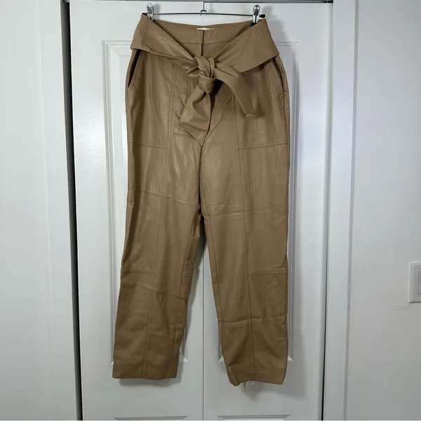 Jonathan Simkhai Women’s Tessa Faux Leather Camel Colored Pants Size 10 - Image 2