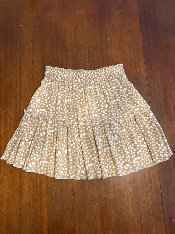Alelly Flowy Cottagecore Beige and White Skirt - Image 5