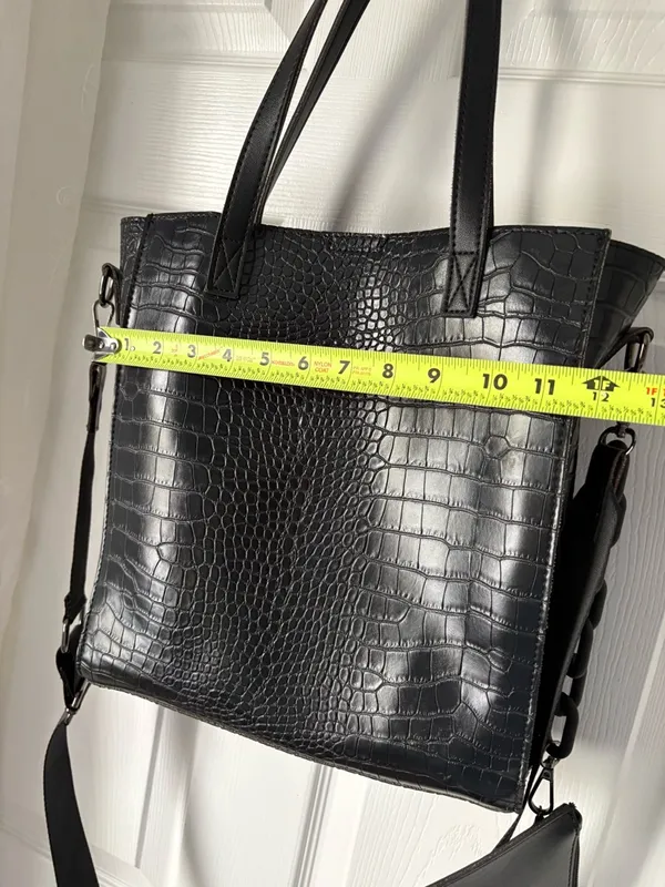 Claudia Canova moc croc-Embossed shoulder bag crossbody strap tote removal pouch - Image 8