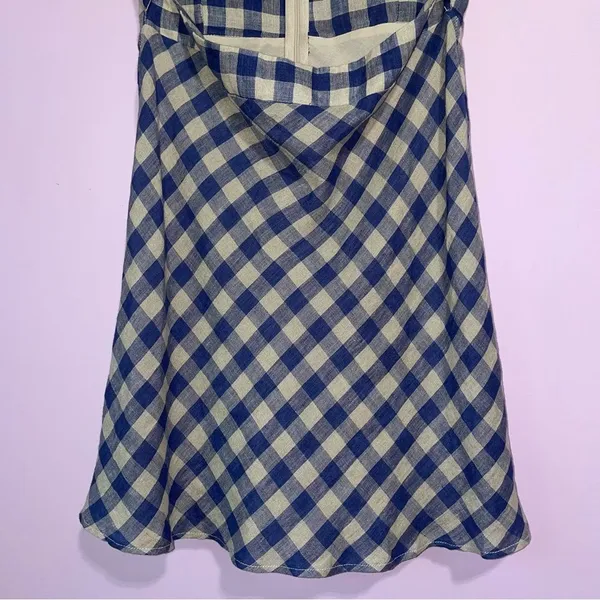 Olivaceous Mini Dress Women Size M Sleeveless Twist Front Cut-Out Gingham Linen - Image 4