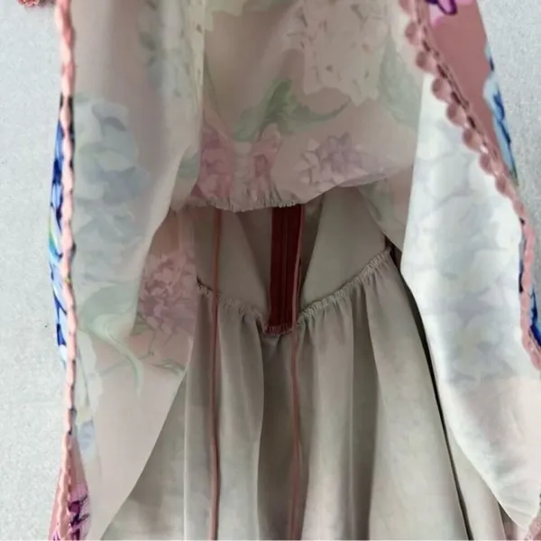 Banjul Floral Print Mock Neck Lace-Up‎ Back Dress - Image 8