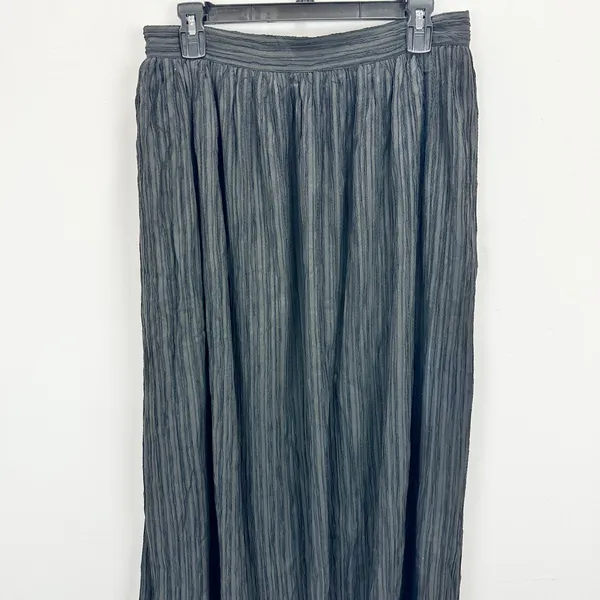 Lulus Midsummer Memories Black Mid-Rise Maxi Skirt Side Slit Plisse Large NWT - Image 14